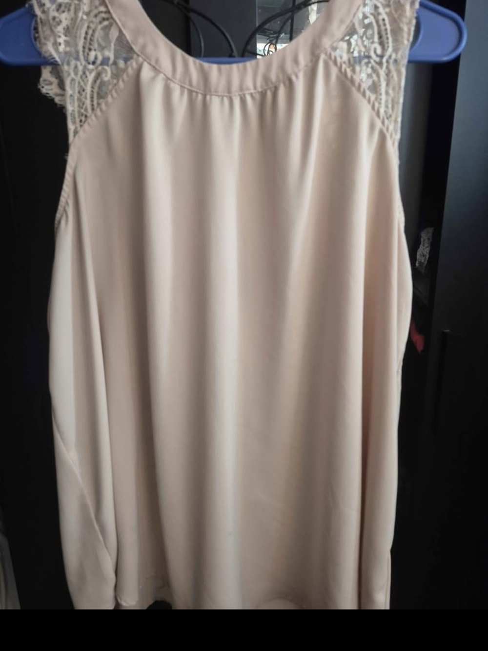 Torrid Size 1 Sleeveless Lace Yoke Blouse in Soft Blush
